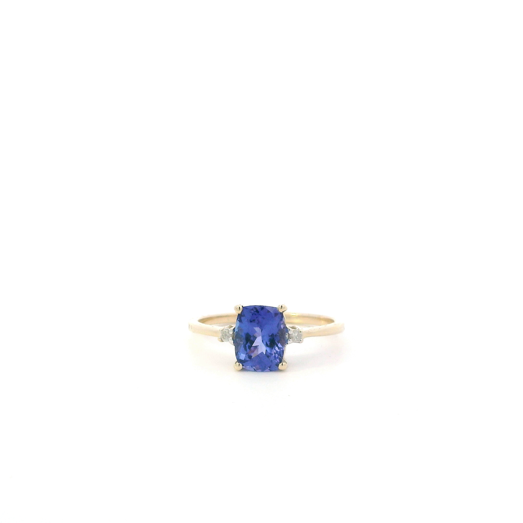10K Yellow Gold Tanzanite & Diamond Womens Ring - 0.04ct