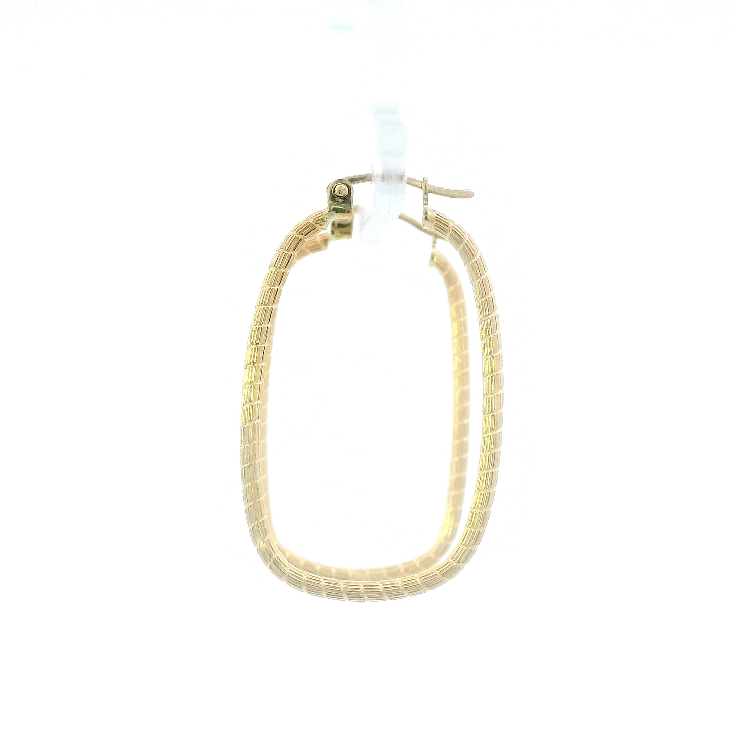 14K Yellow Gold Oval Striped Hoop Earrings