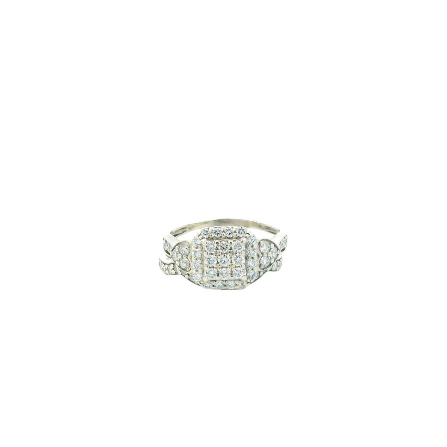 14K White Gold Lab Grown Diamond Engagement & Wedding Ring Set - 0.89ct