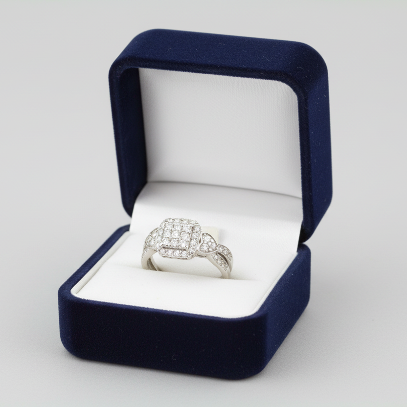 14K White Gold Lab Grown Diamond Engagement & Wedding Ring Set - 0.89ct