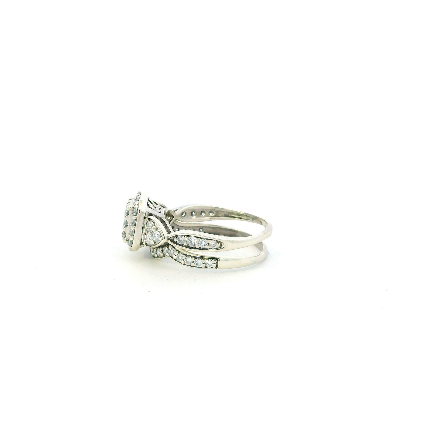 14K White Gold Lab Grown Diamond Engagement & Wedding Ring Set - 0.89ct