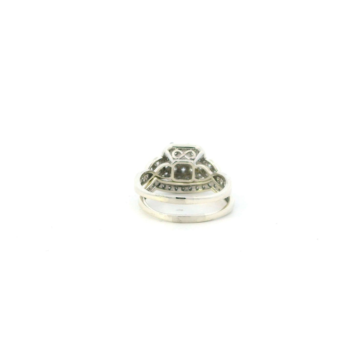 14K White Gold Lab Grown Diamond Engagement & Wedding Ring Set - 0.89ct