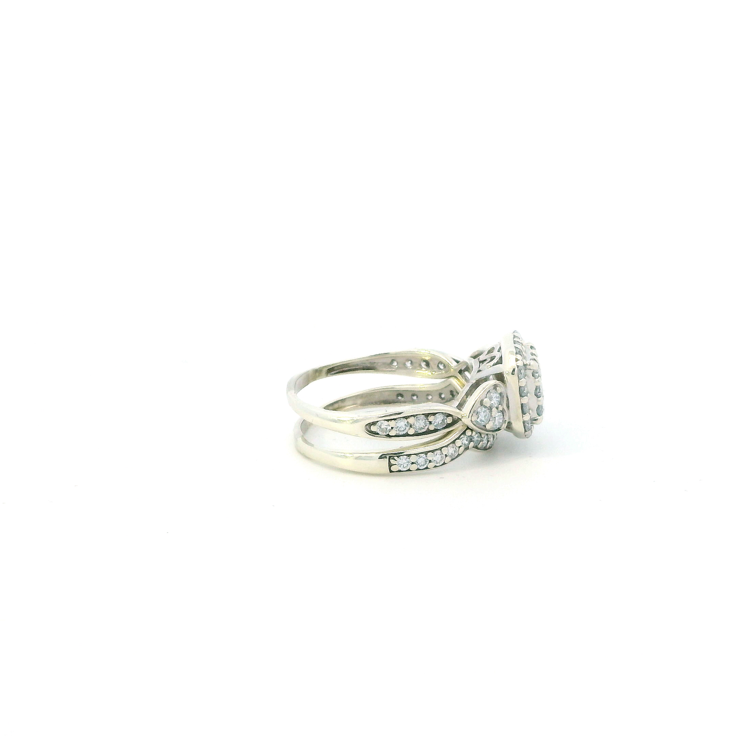 14K White Gold Lab Grown Diamond Engagement & Wedding Ring Set - 0.89ct