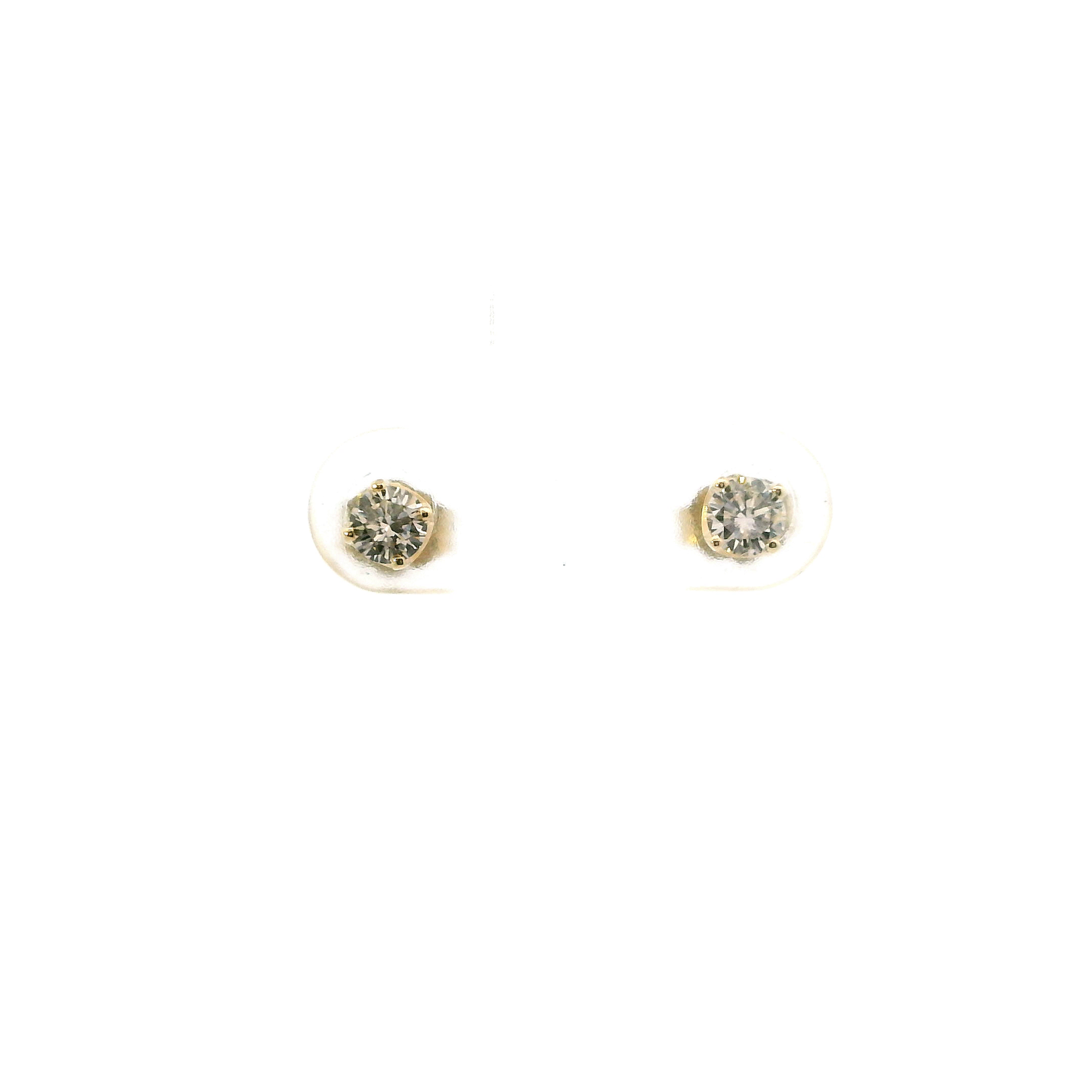 14K Yellow Gold Diamond Solitaire Earrings - 0.41ct