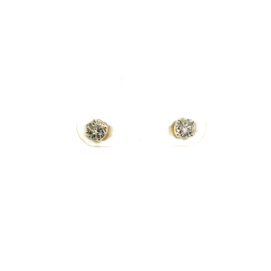 14K Yellow Gold Diamond Solitaire Earrings - 0.41ct