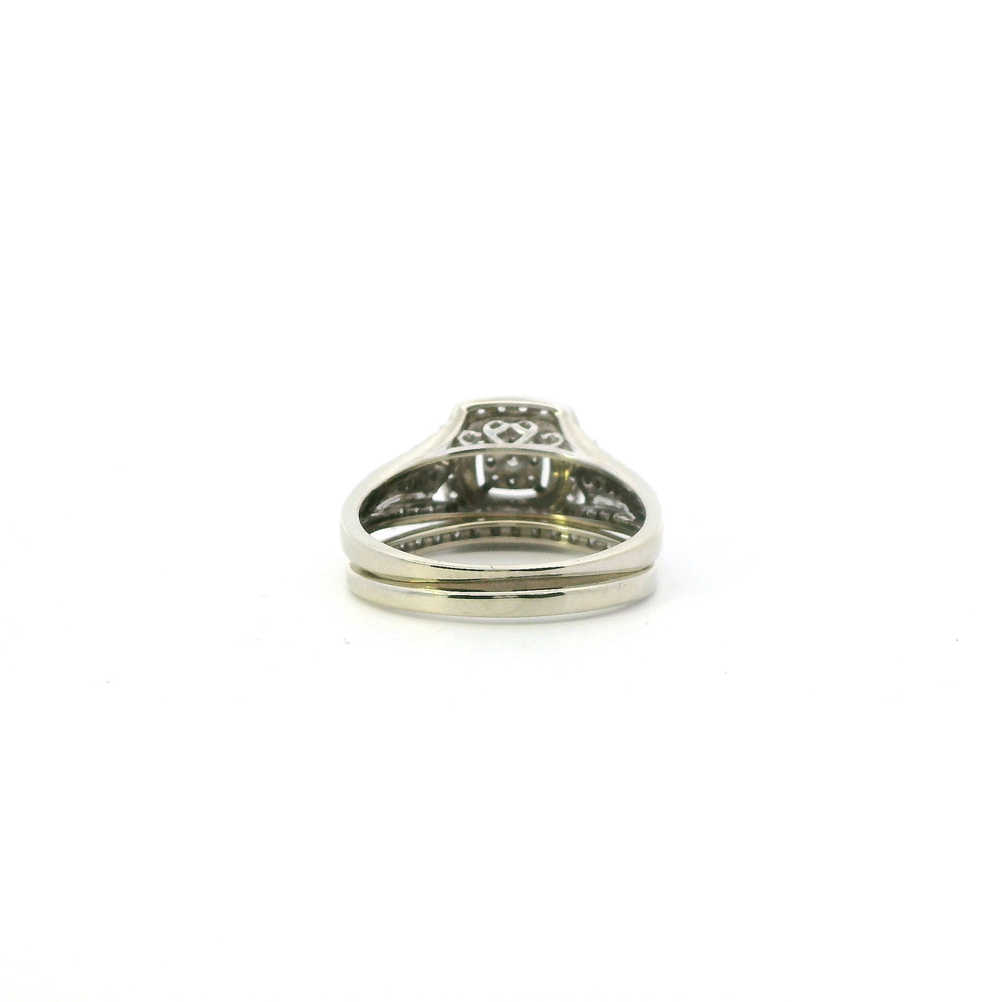 10K White Gold Diamond Engagement & Wedding Ring Set - 0.47ct