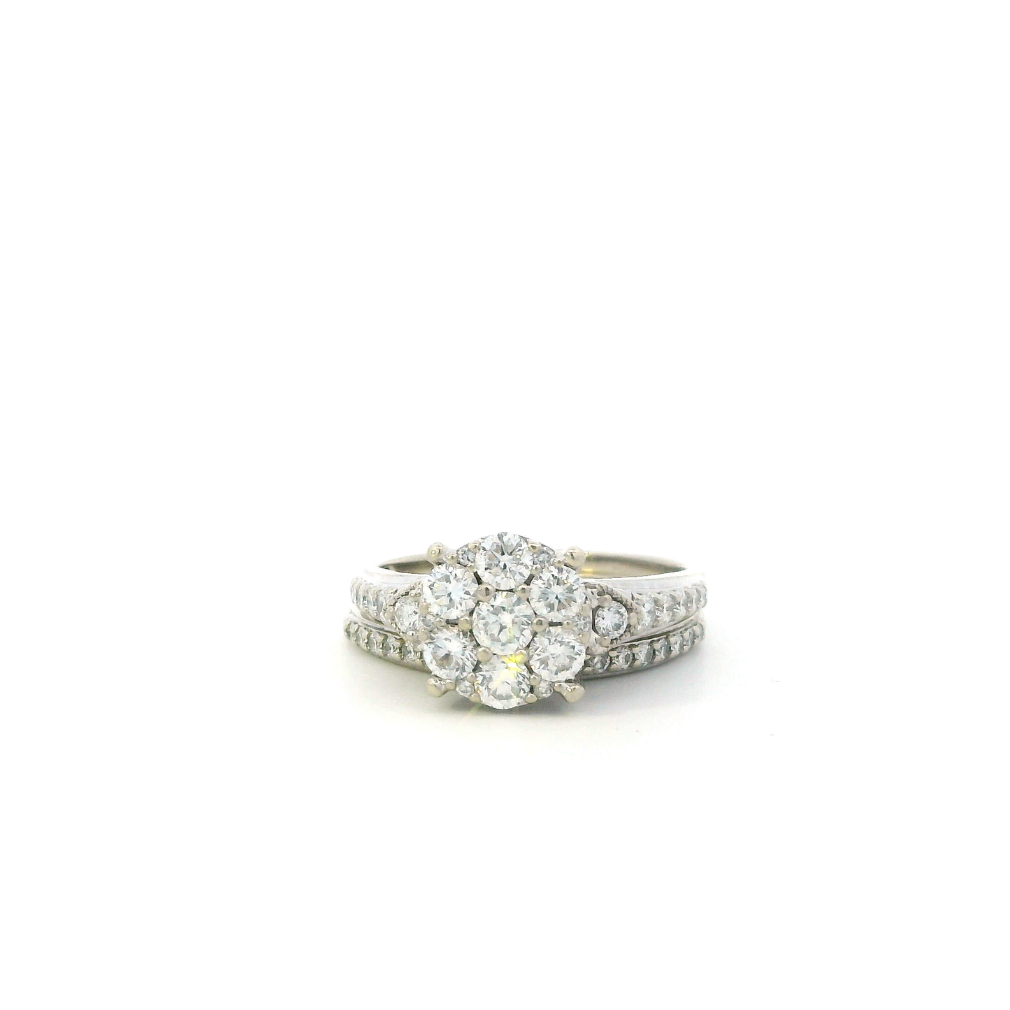10K White Gold  Lab Grown Diamond Engagement & Wedding Ring Set - 1.44ct