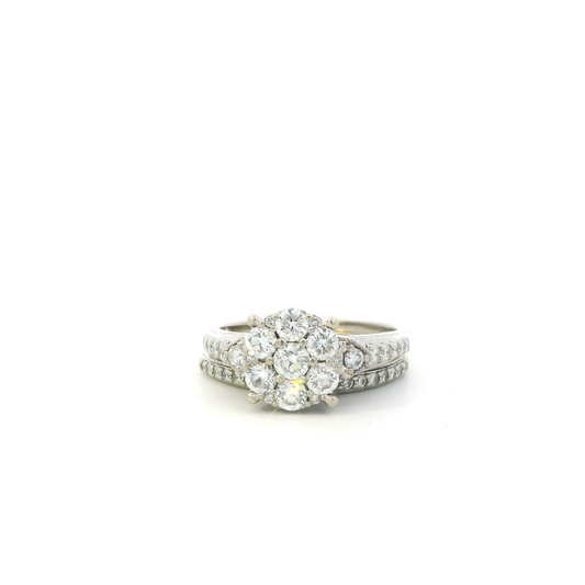 10K White Gold  Lab Grown Diamond Engagement & Wedding Ring Set - 1.44ct