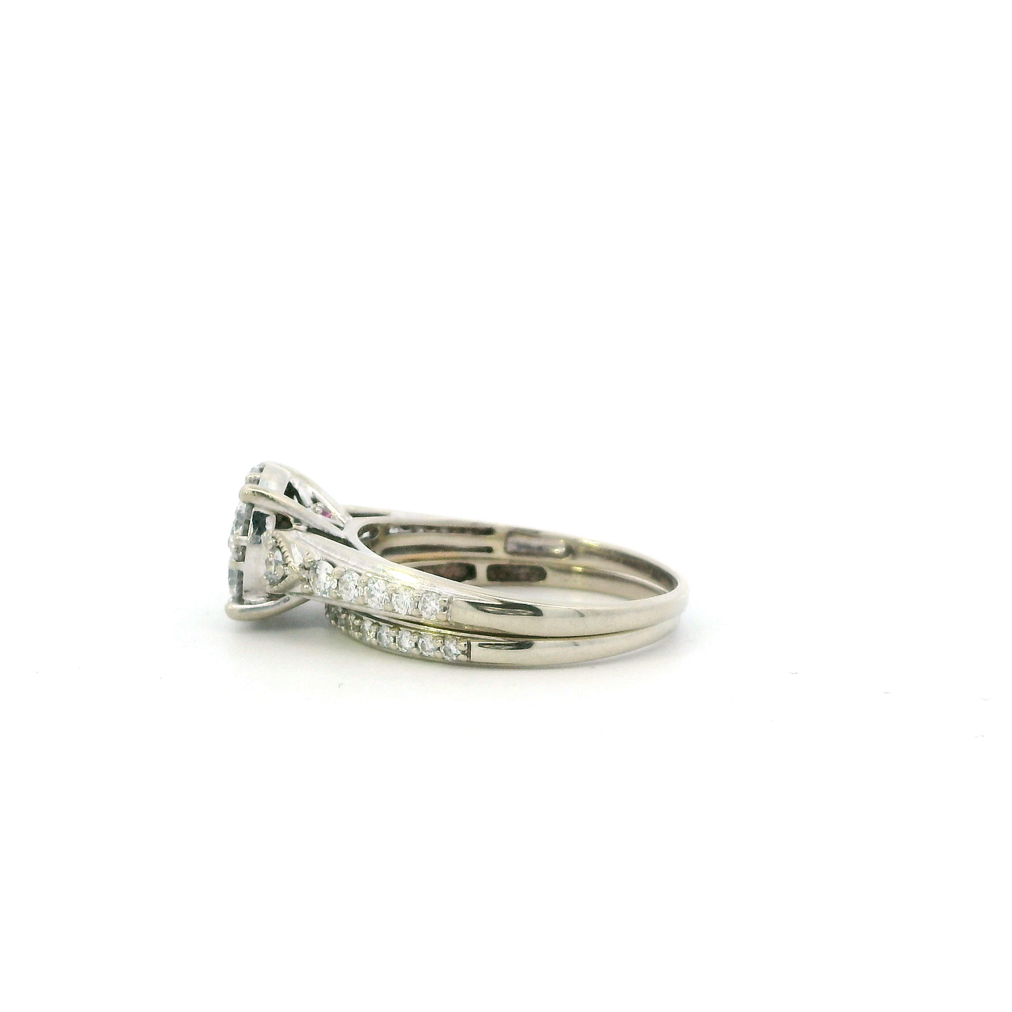 10K White Gold  Lab Grown Diamond Engagement & Wedding Ring Set - 1.44ct