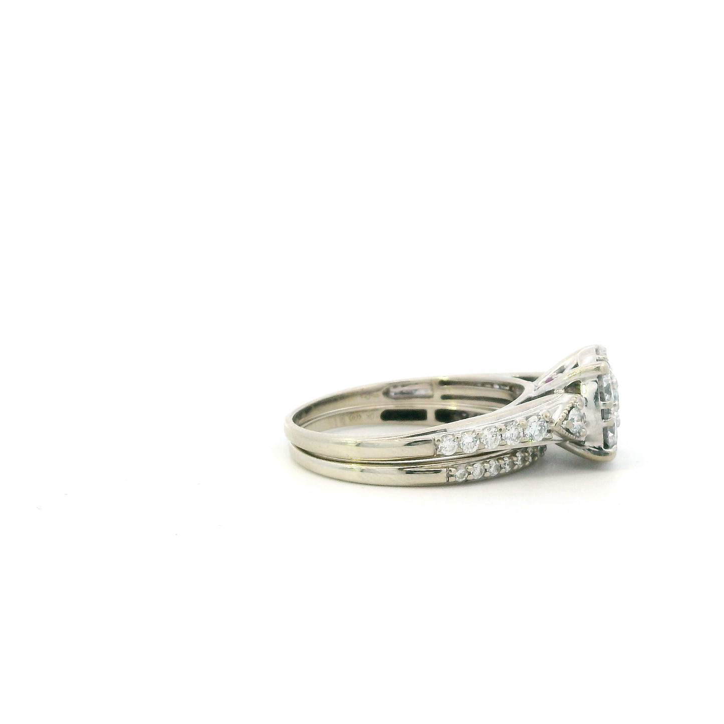 10K White Gold  Lab Grown Diamond Engagement & Wedding Ring Set - 1.44ct