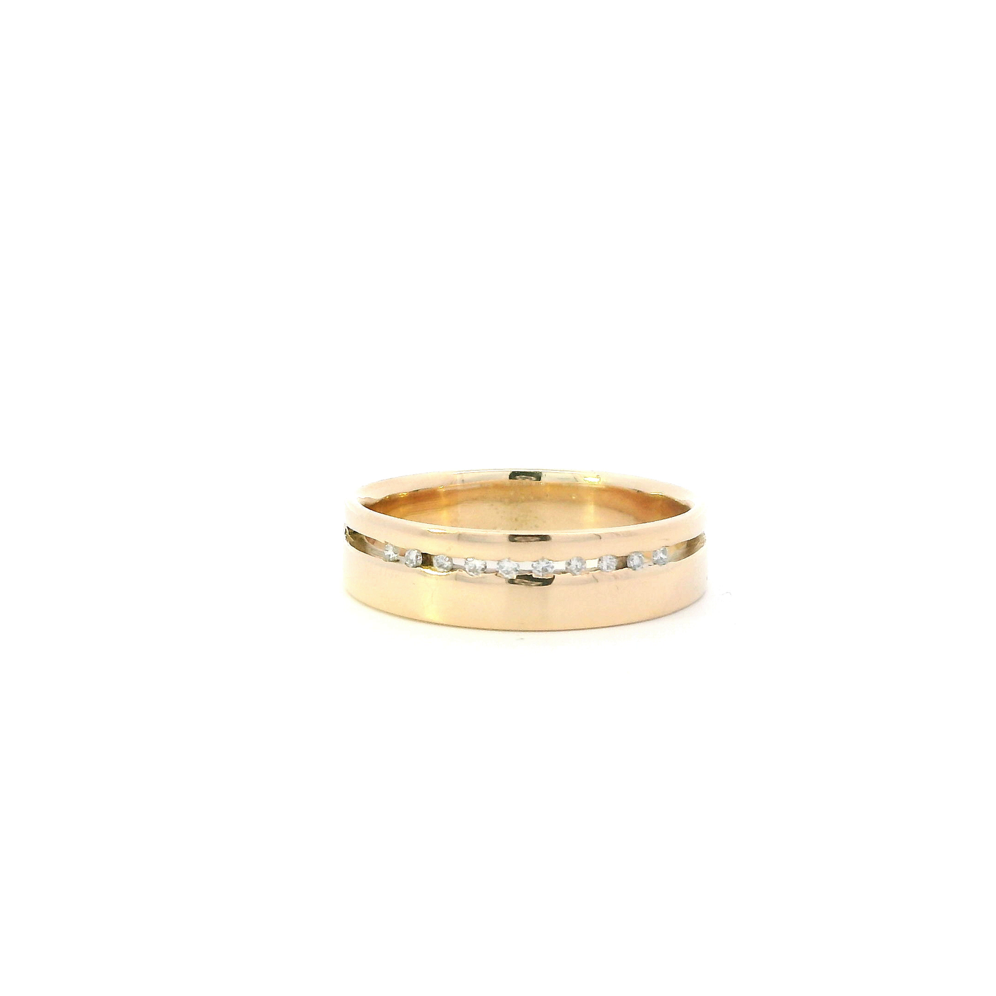 14K Yellow Gold Diamond Mens Ring - 0.10ct