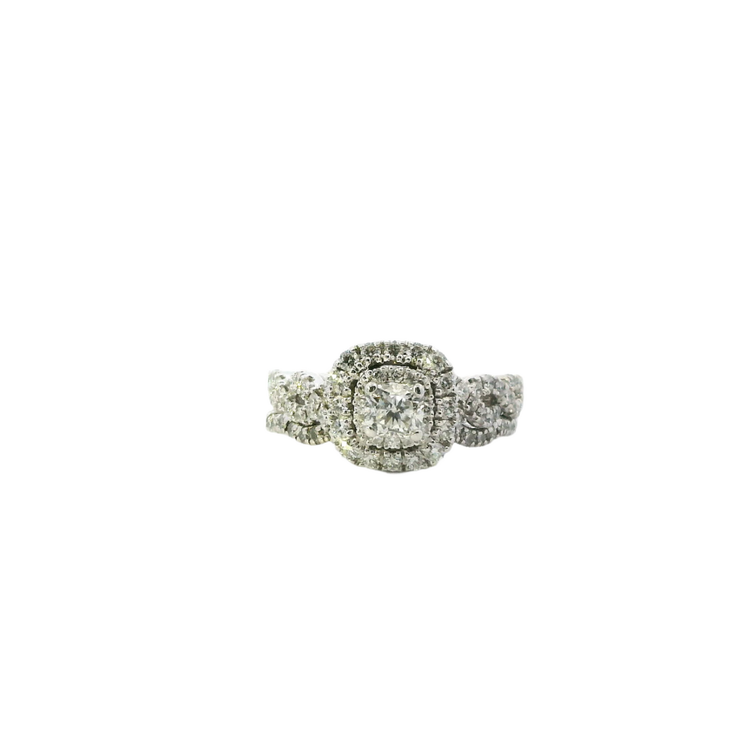 14K White Gold Diamond Engagement & Wedding Ring Set - 1.36ct