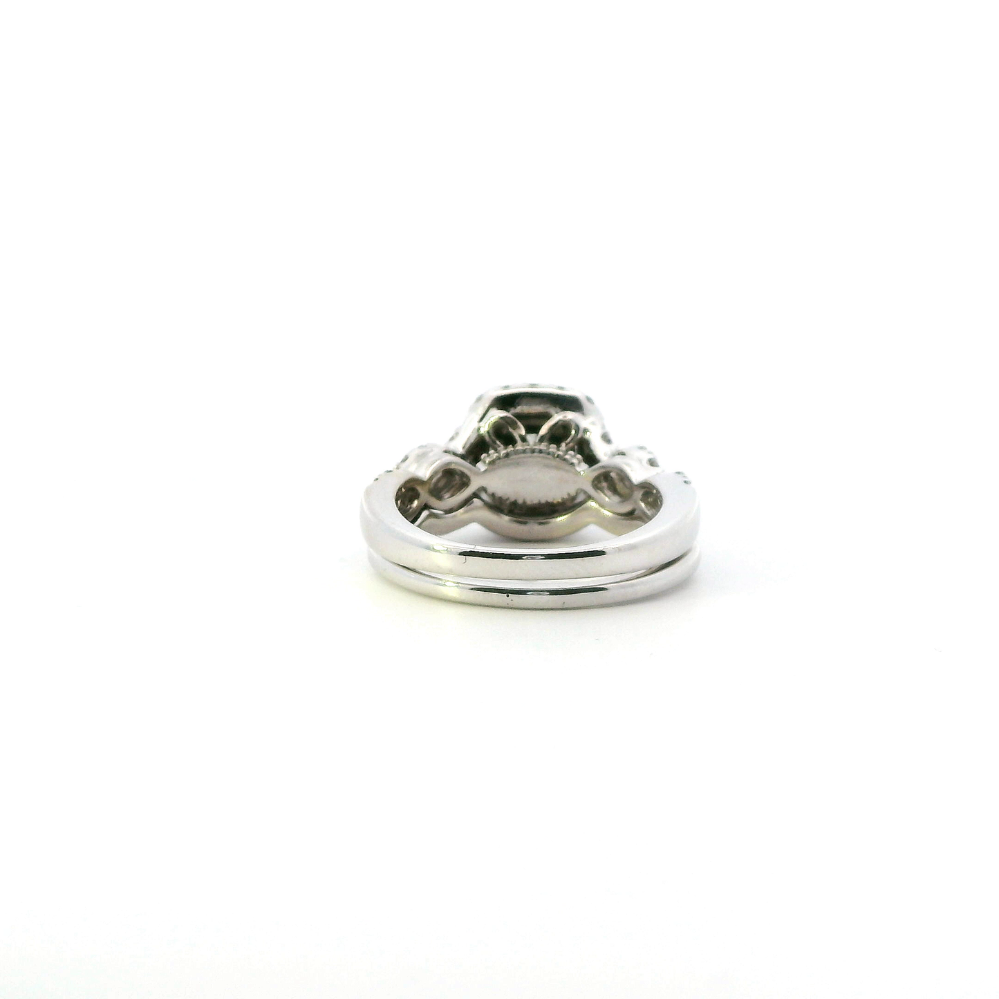 14K White Gold Diamond Engagement & Wedding Ring Set - 1.36ct