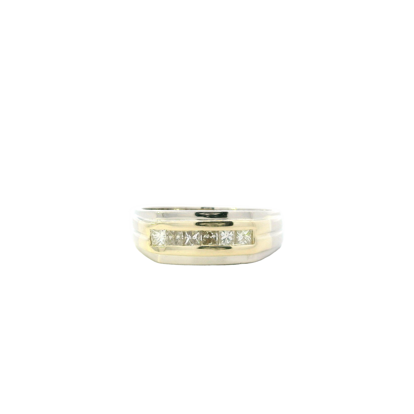 14K Yellow & White Gold Diamond Mens Ring - 0.54ct