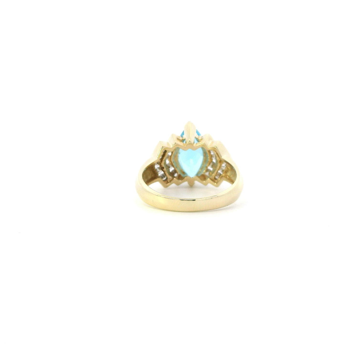14K Yellow Gold Blue Topaz & Diamond Womens Ring - 0.30ct