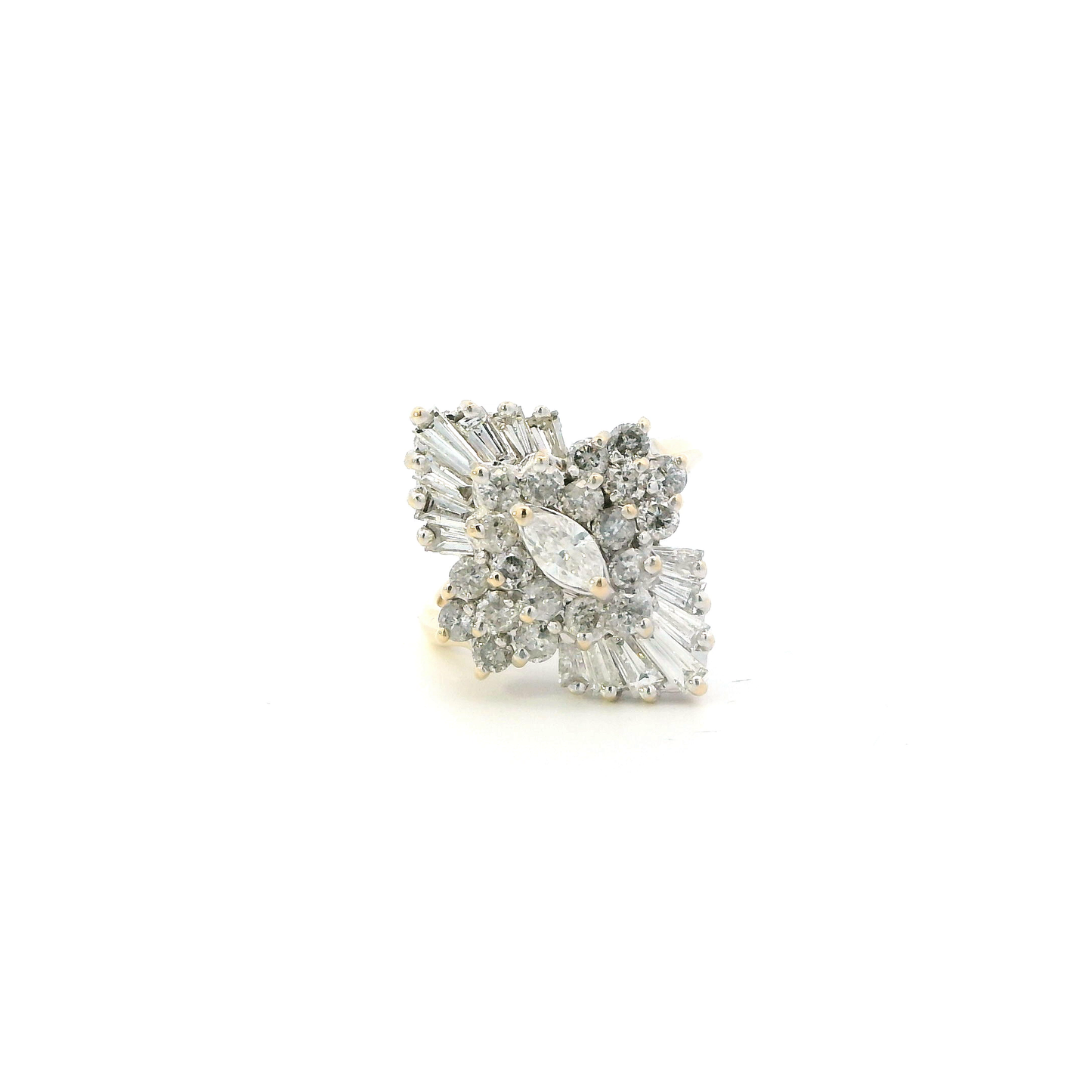 14K Yellow & White Gold Diamond Womens Ring - 1.11ct