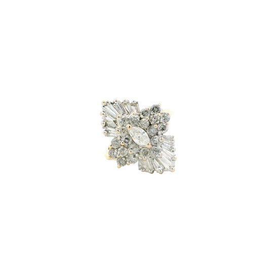 14K Yellow & White Gold Diamond Womens Ring - 1.11ct