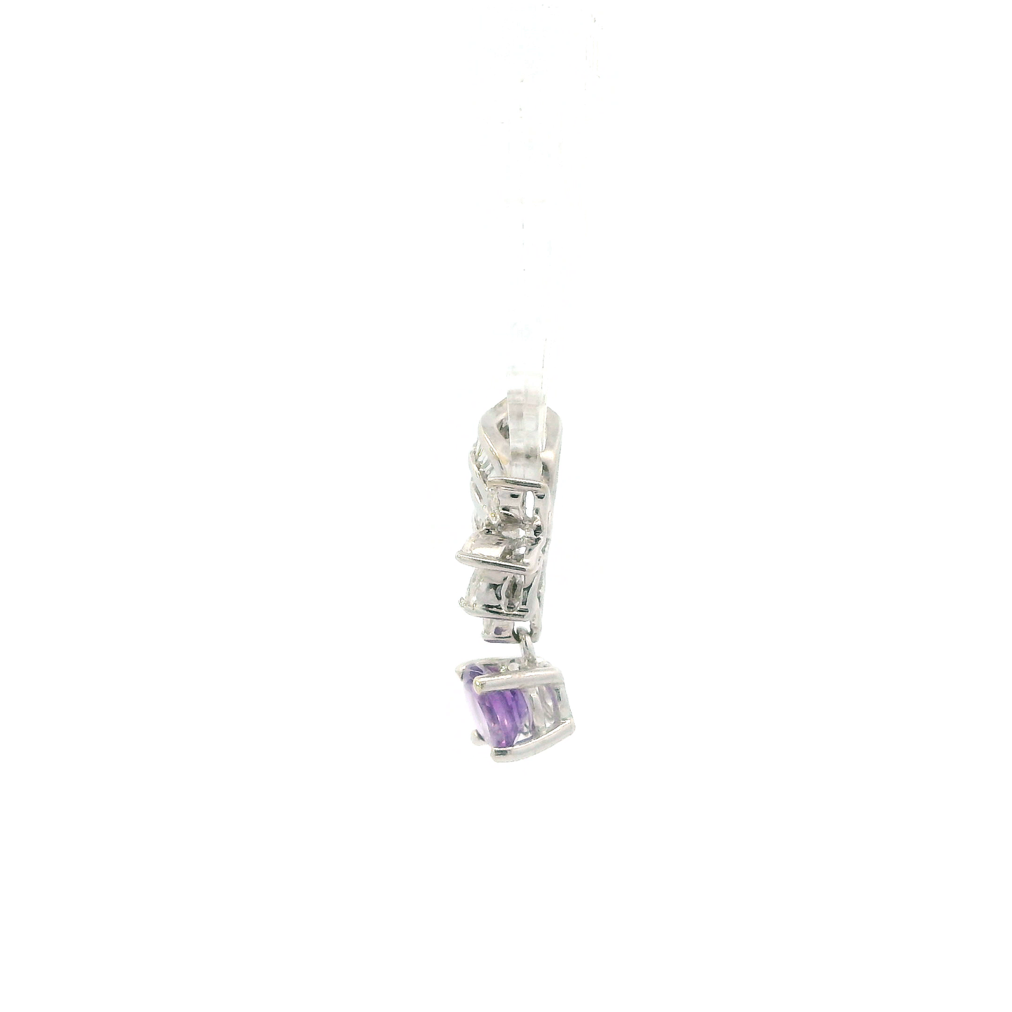 18K White Gold Amethyst & Diamond Pendant - 0.12ct