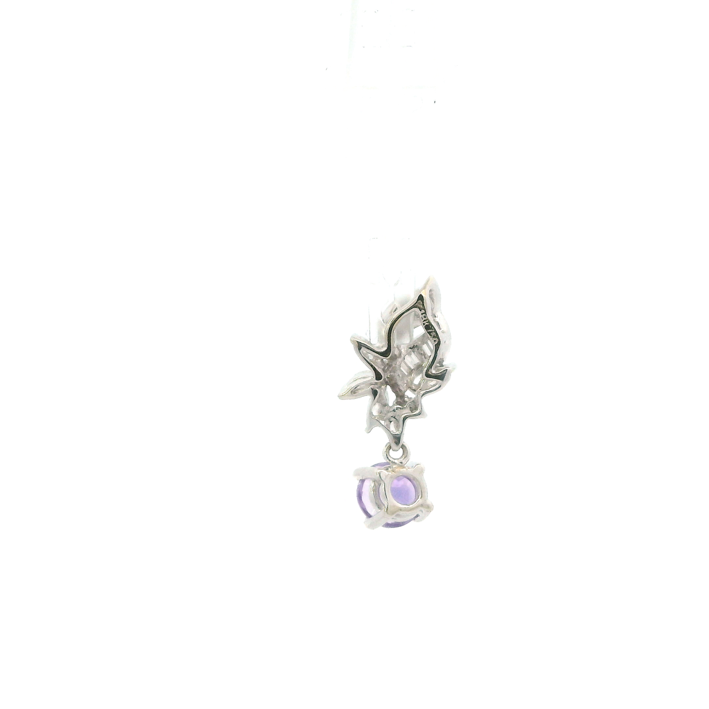 18K White Gold Amethyst & Diamond Pendant - 0.12ct