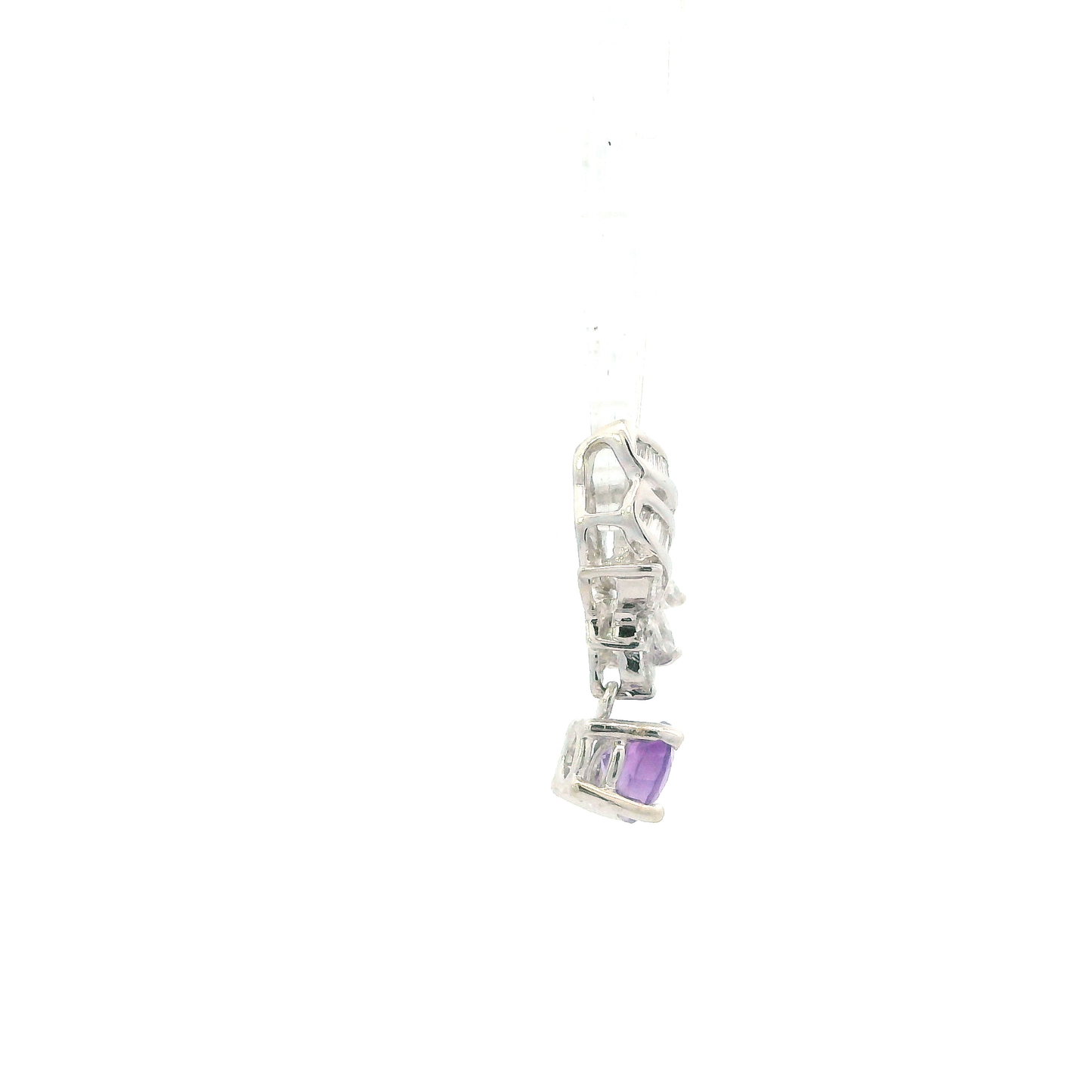 18K White Gold Amethyst & Diamond Pendant - 0.12ct