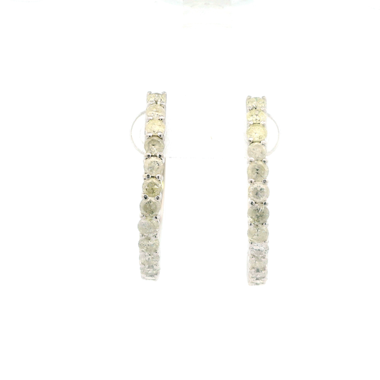 14K White Gold Diamond Hoop Earrings - 3.66ct