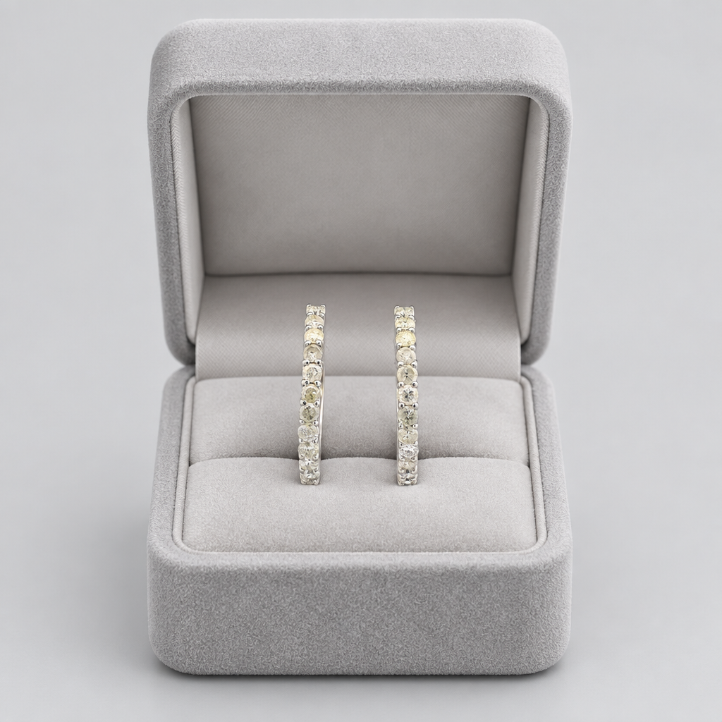 14K White Gold Diamond Hoop Earrings - 3.66ct