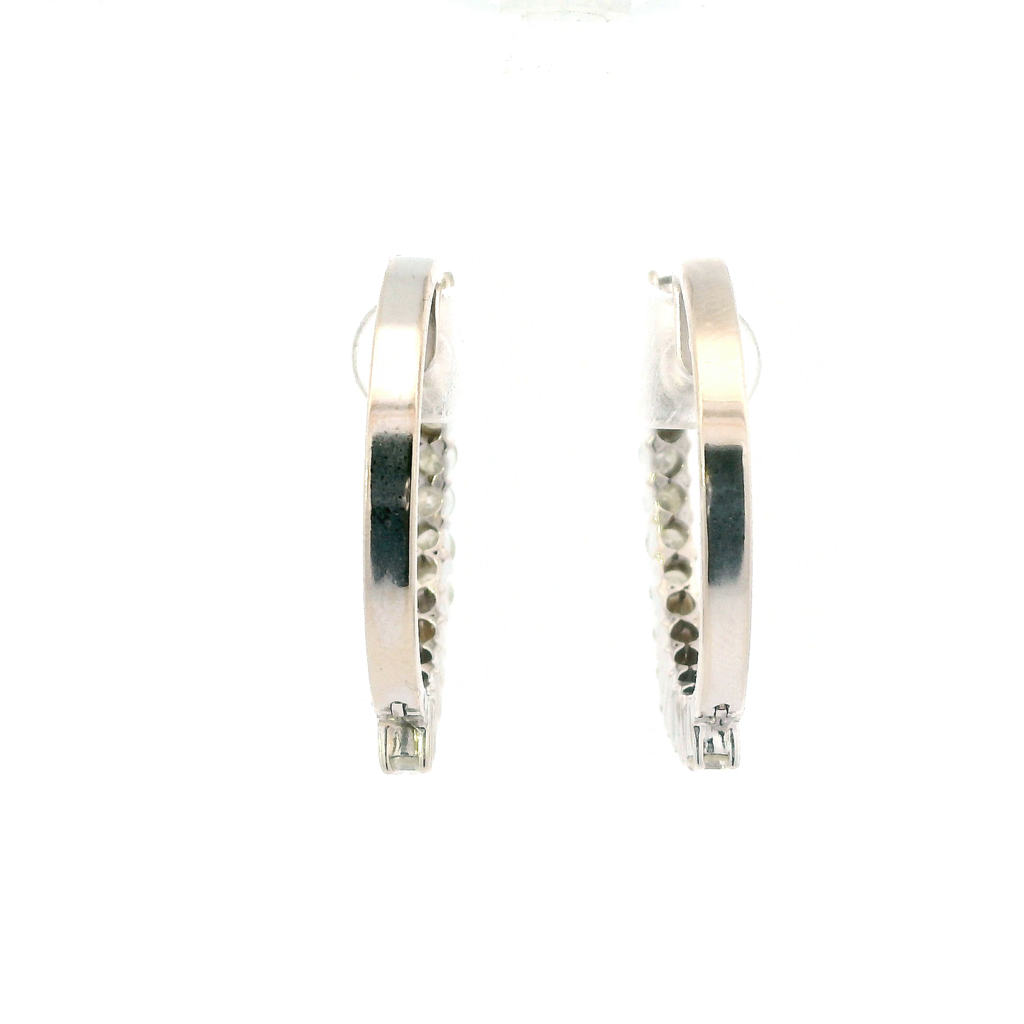 14K White Gold Diamond Hoop Earrings - 3.66ct