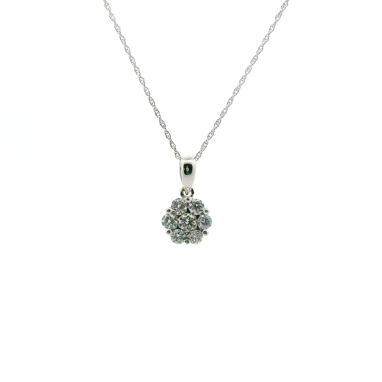 14K White Gold Lab Grown Diamond Pendant & 17" Rope Chain -0.45ct