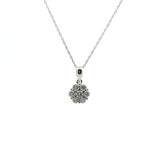 14K White Gold Lab Grown Diamond Pendant & 17" Rope Chain -0.45ct