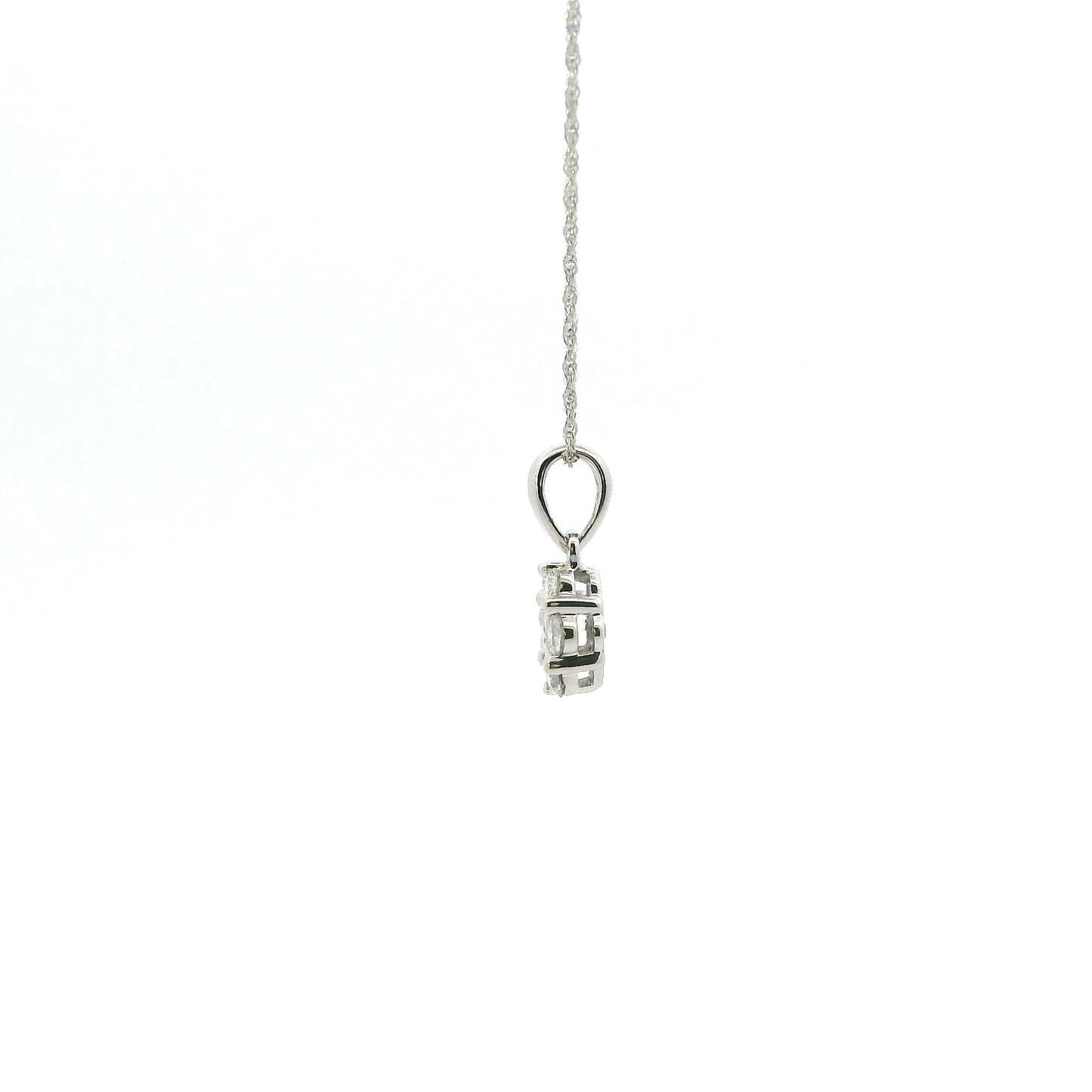 14K White Gold Lab Grown Diamond Pendant & 17" Rope Chain -0.45ct