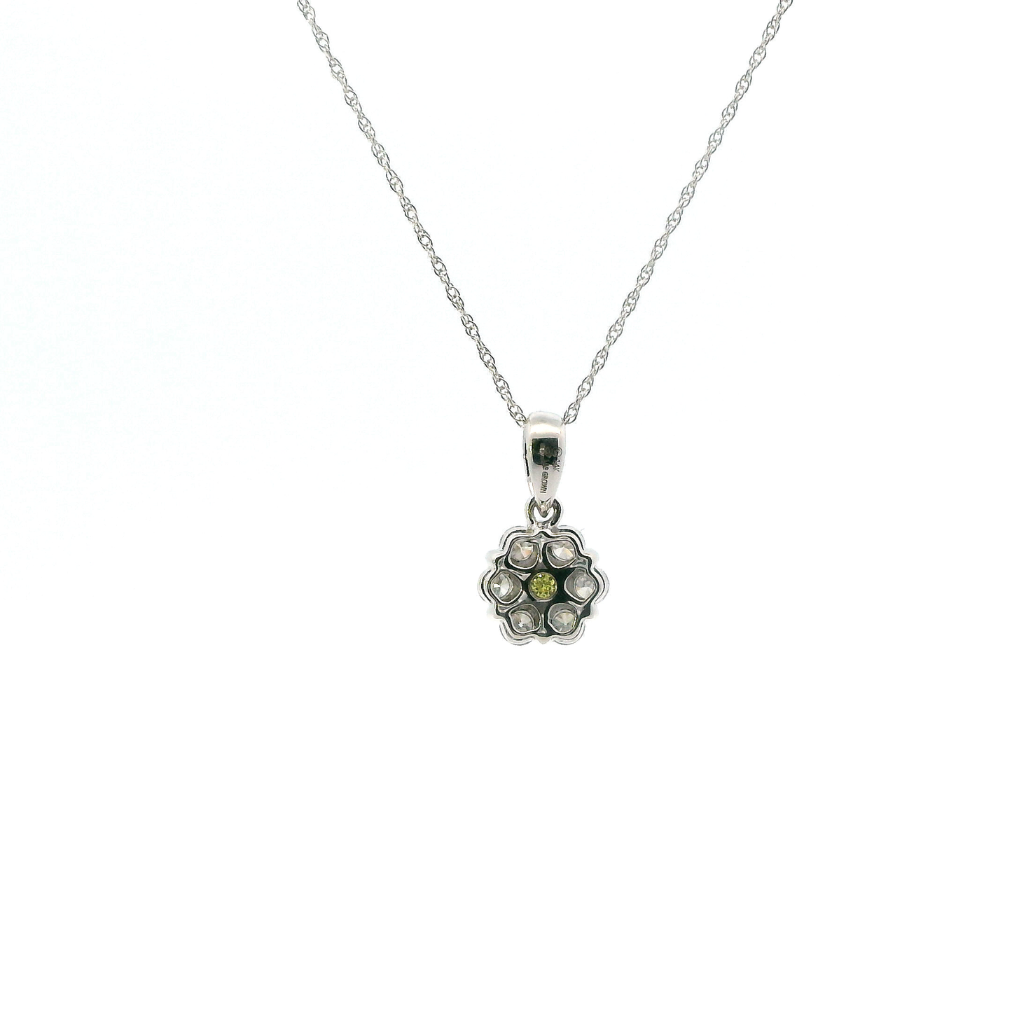 14K White Gold Lab Grown Diamond Pendant & 17" Rope Chain -0.45ct