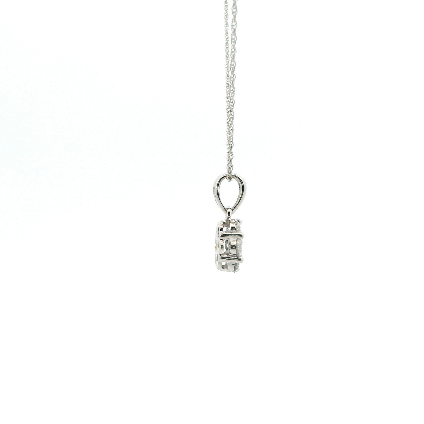 14K White Gold Lab Grown Diamond Pendant & 17" Rope Chain -0.45ct