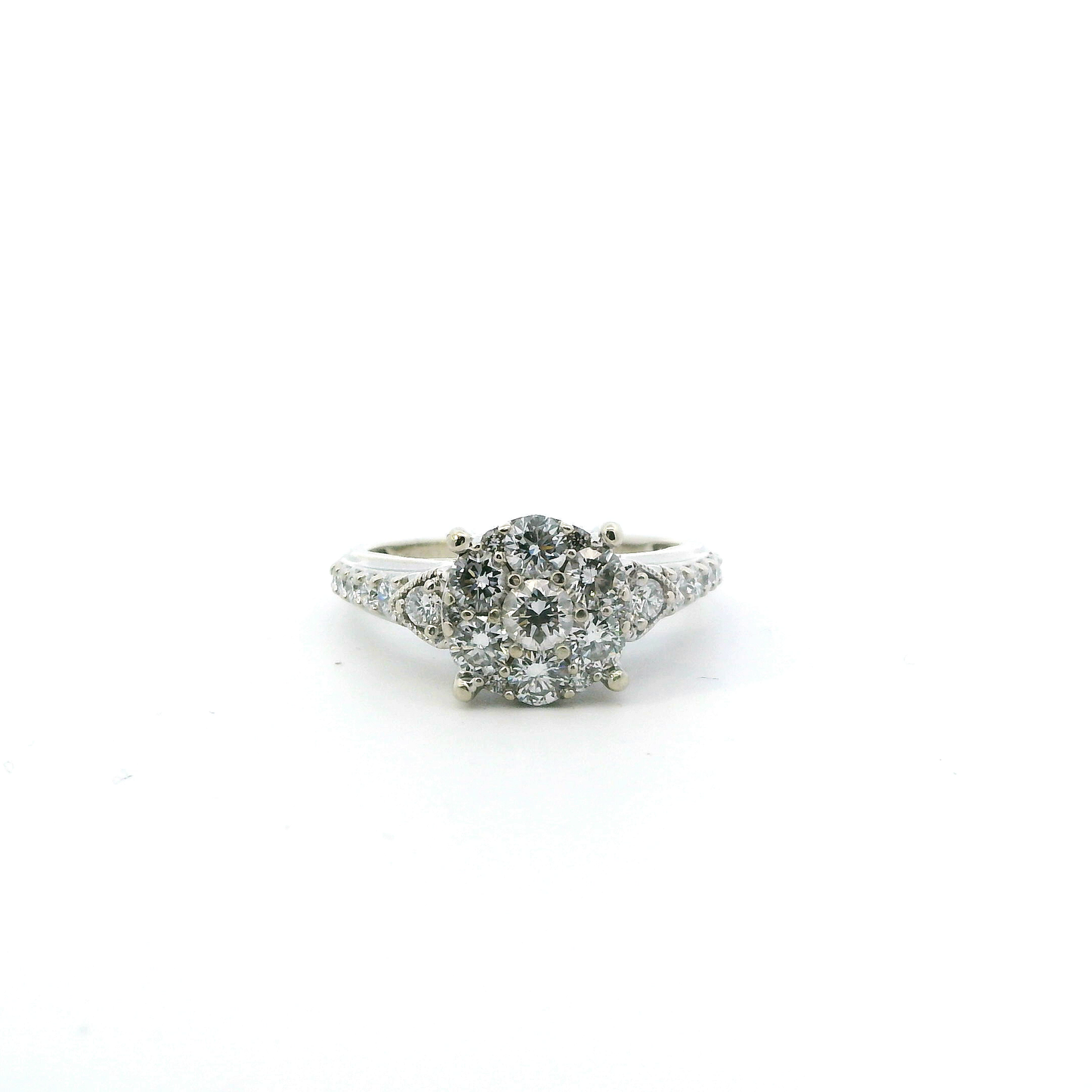 10K White Gold Lab Grown Diamond & Ruby Womens Ring - 1.13ct