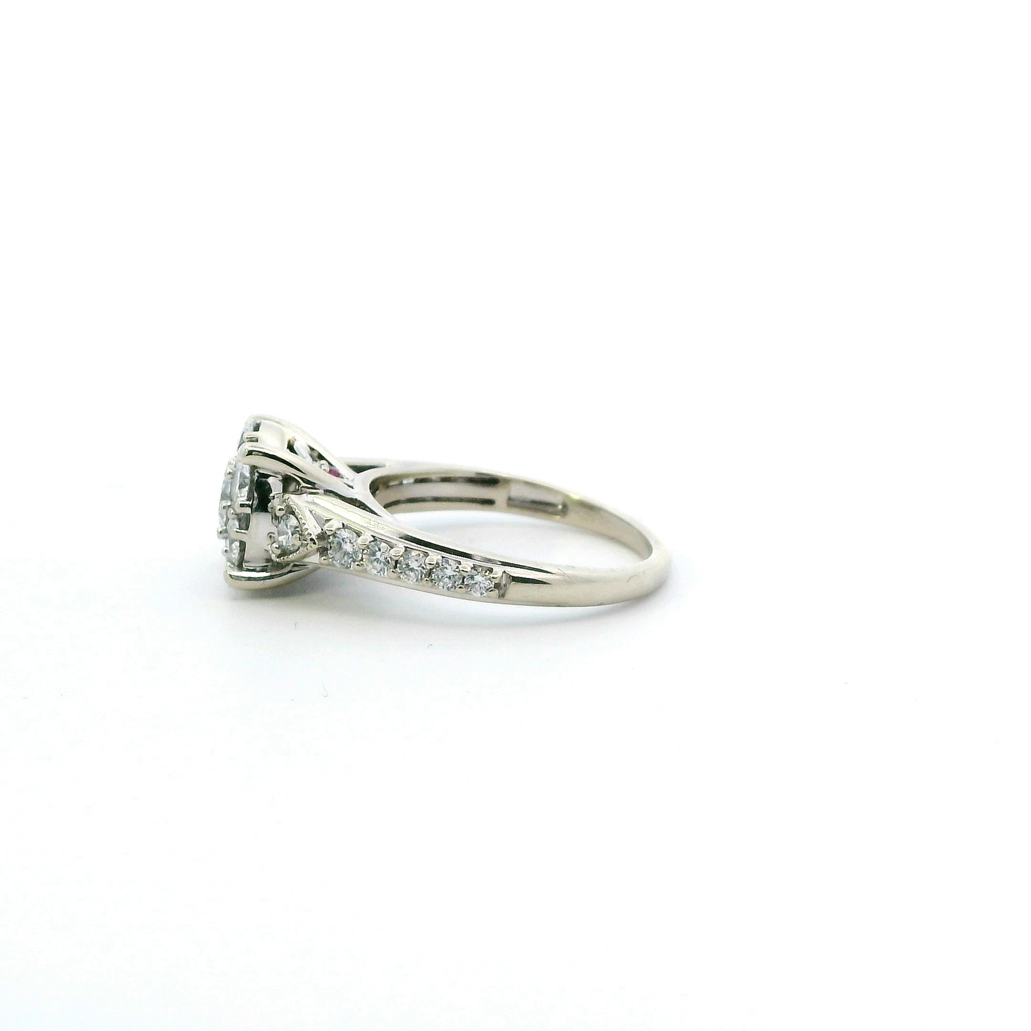 10K White Gold Lab Grown Diamond & Ruby Womens Ring - 1.13ct