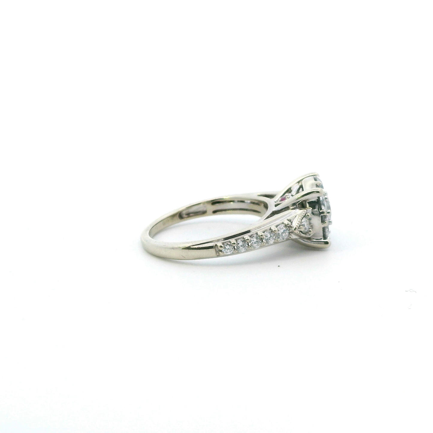 10K White Gold Lab Grown Diamond & Ruby Womens Ring - 1.13ct