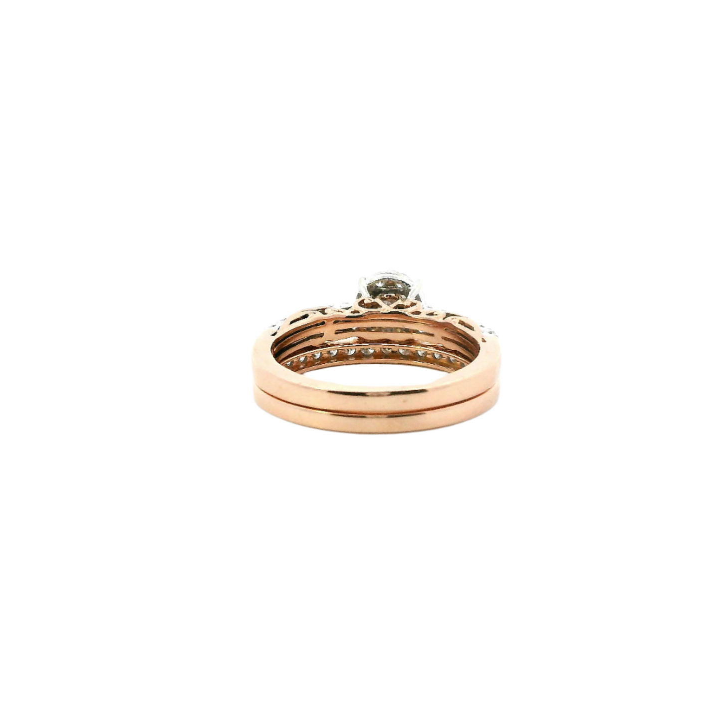 14K Rose & White Gold Diamond  Engagement & Wedding Ring Set - 0.64ct