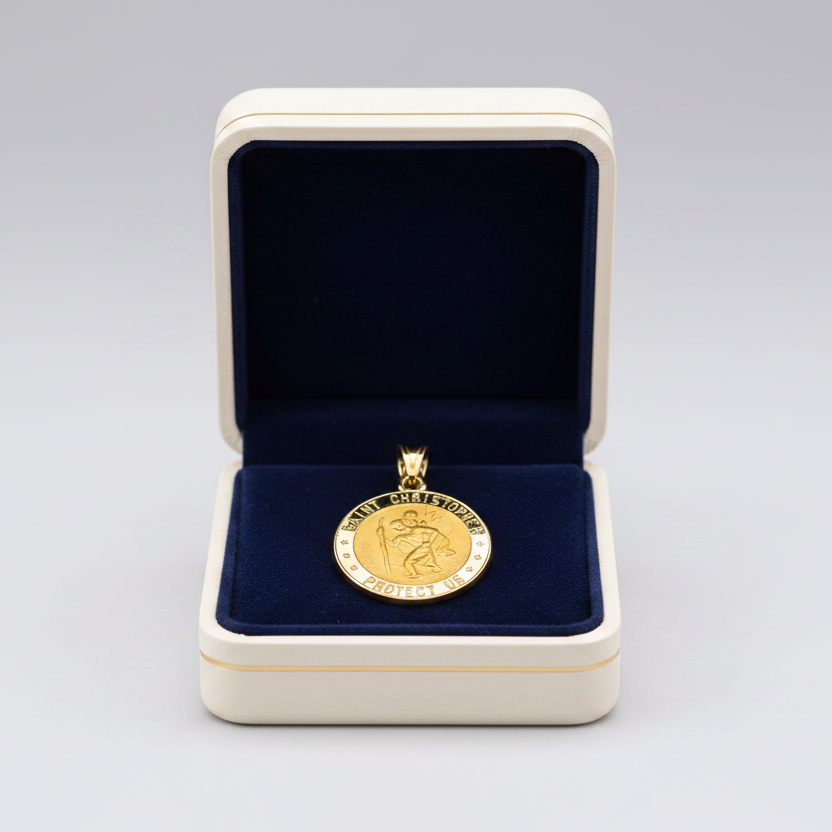 14K Yellow Gold Saint Christopher Religious Pendant