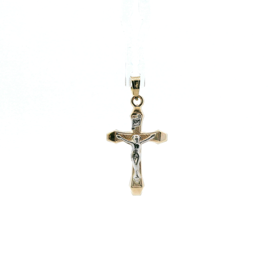 14K Yellow & White Gold Crucifix Pendant