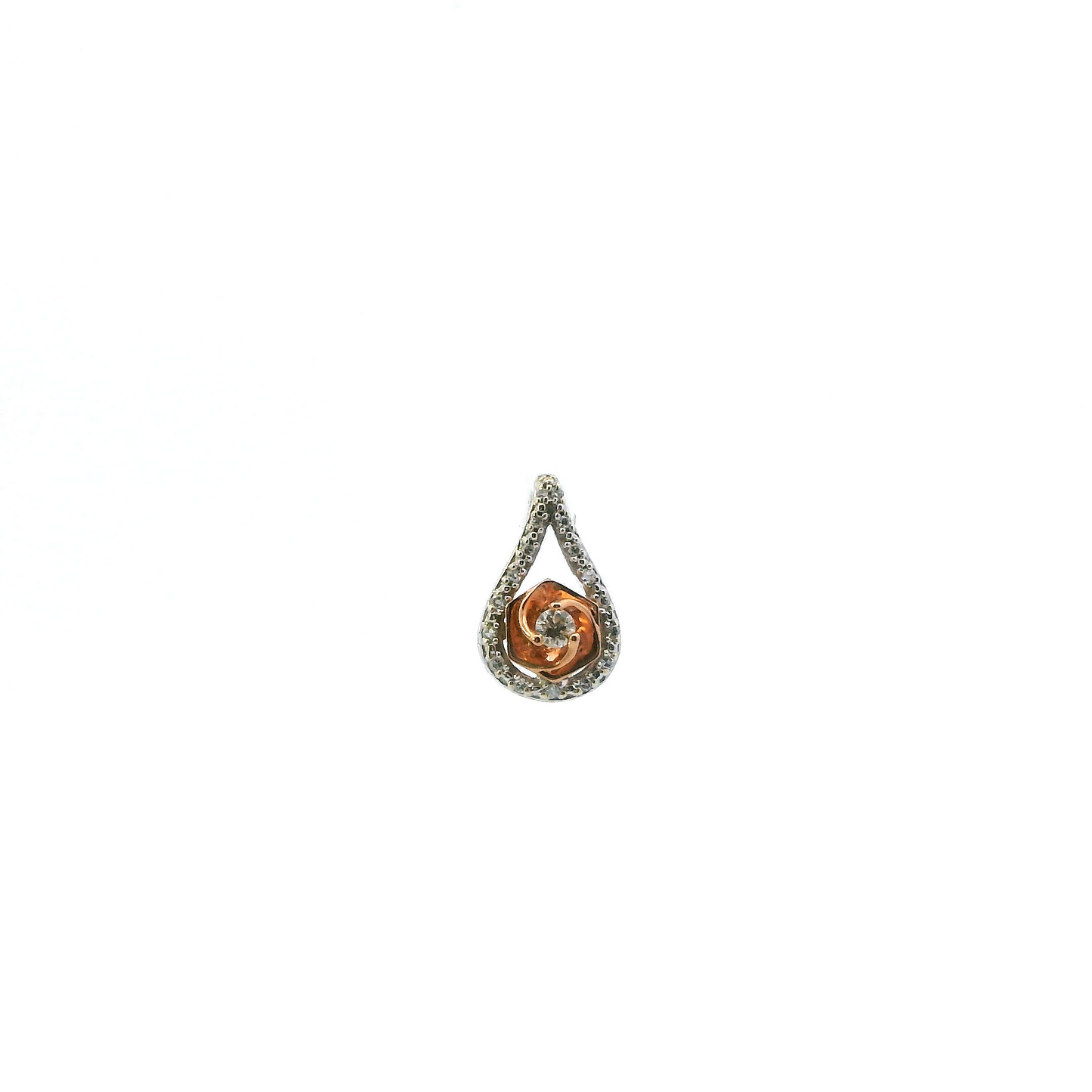 10K White & Rose Gold Diamond Pendant - 0.04ct