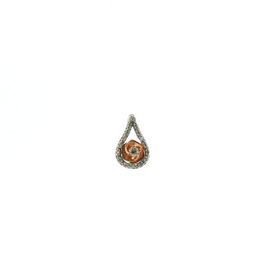 10K White & Rose Gold Diamond Pendant - 0.04ct