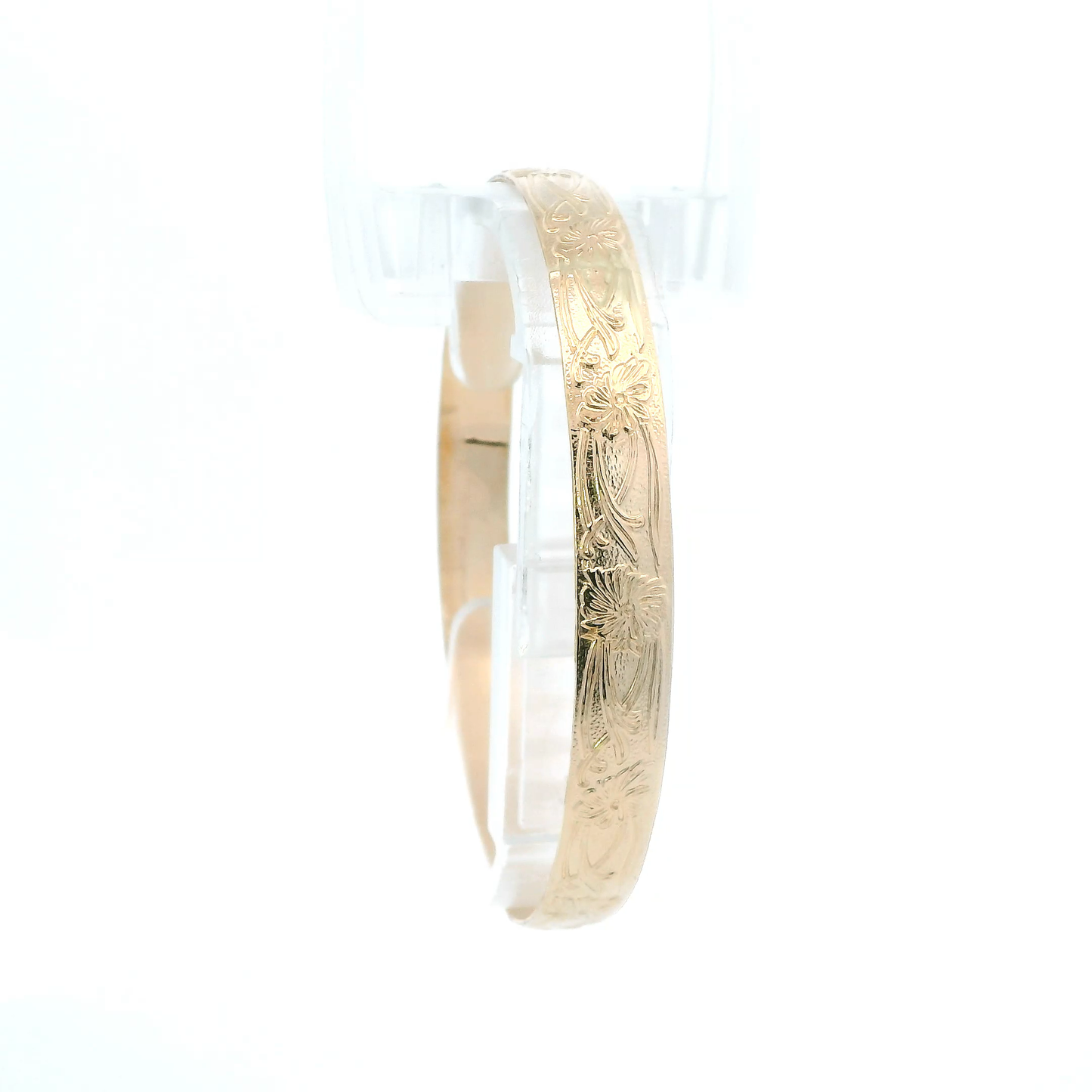 10K Yellow Gold Floral Bangle Bracelet