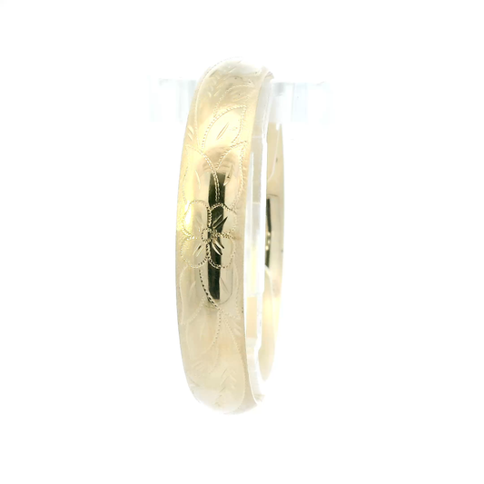 14K Yellow Gold Floral Bangle Bracelet