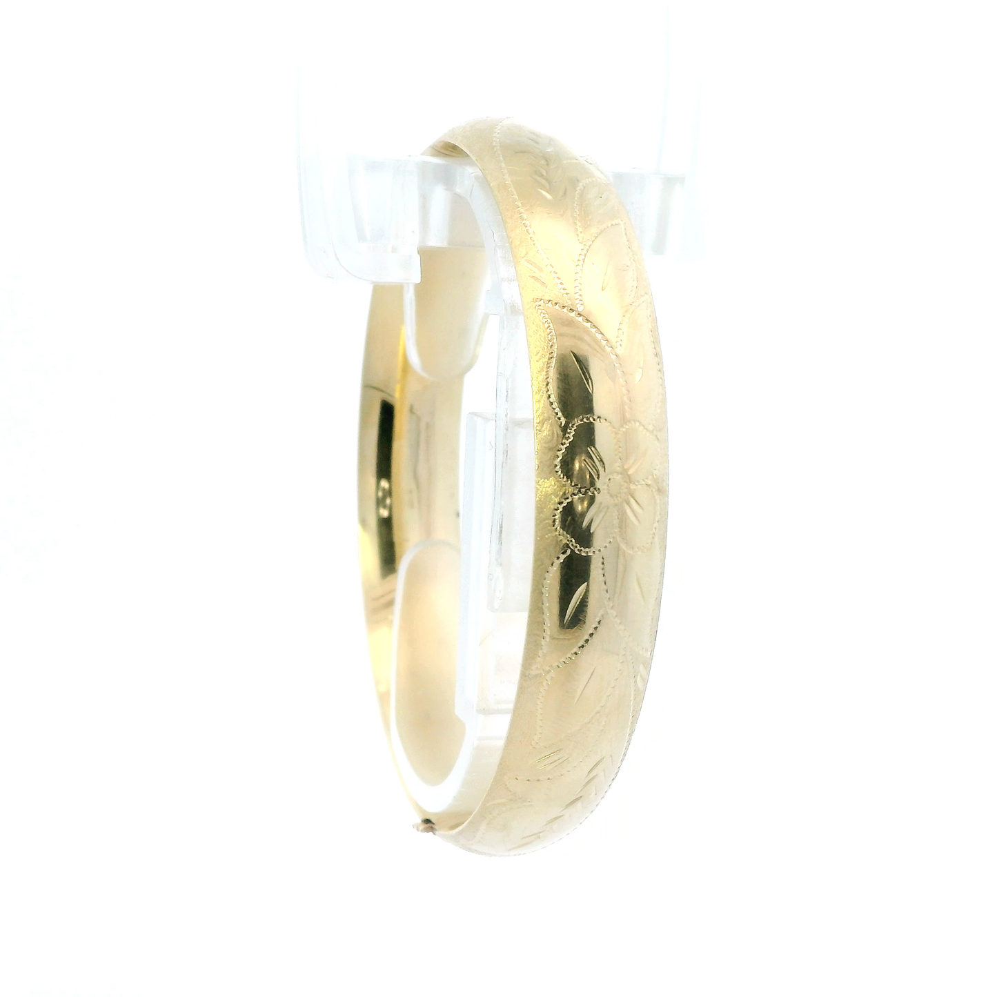 14K Yellow Gold Floral Bangle Bracelet