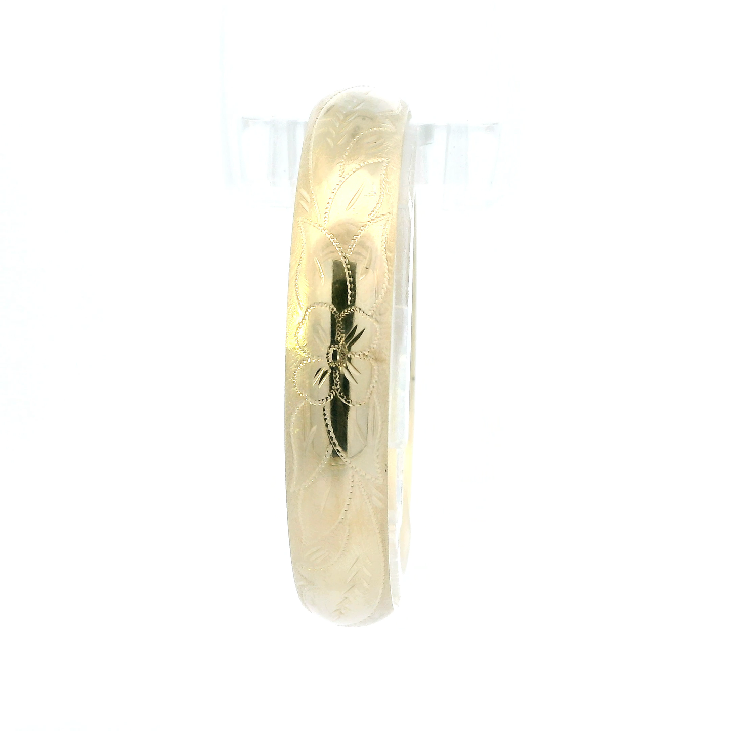 14K Yellow Gold Floral Bangle Bracelet