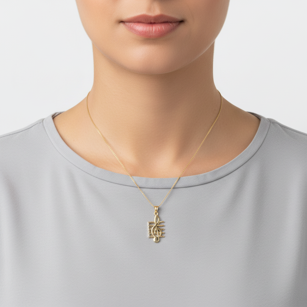 14K Yellow Gold Music Note Pendant