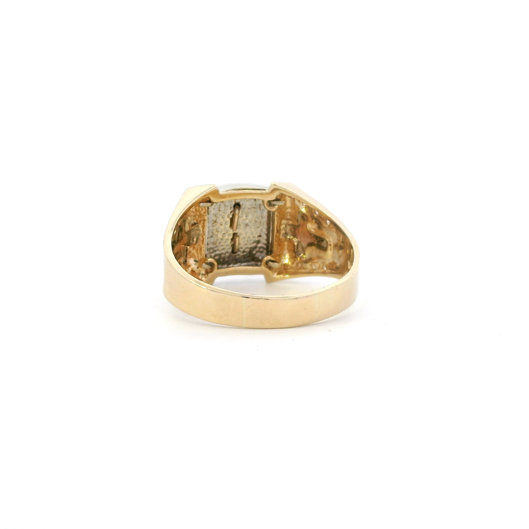 14K Tri Color Gold Religious Figure Ring