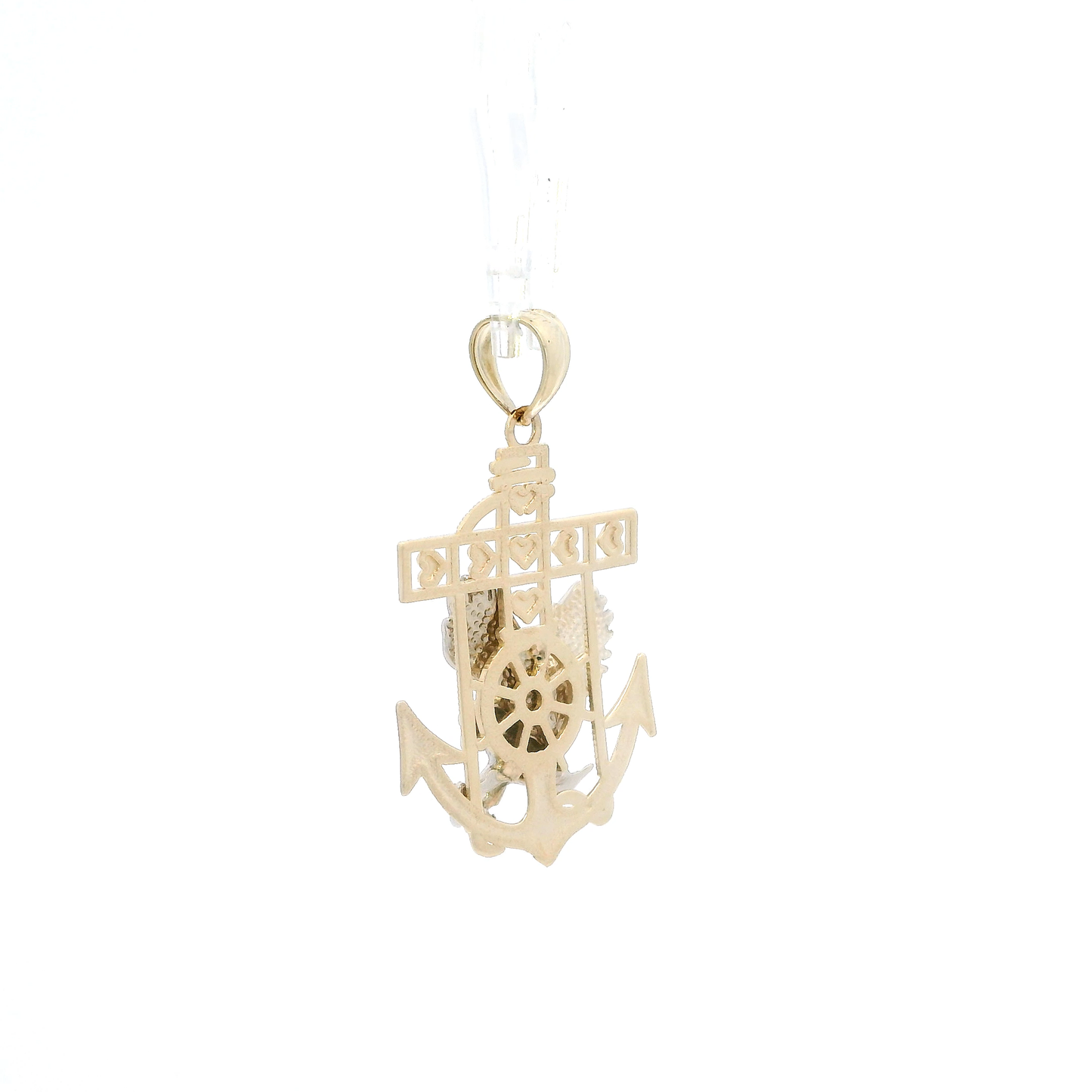 14K Yellow & White Gold Eagle Anchor Pendant