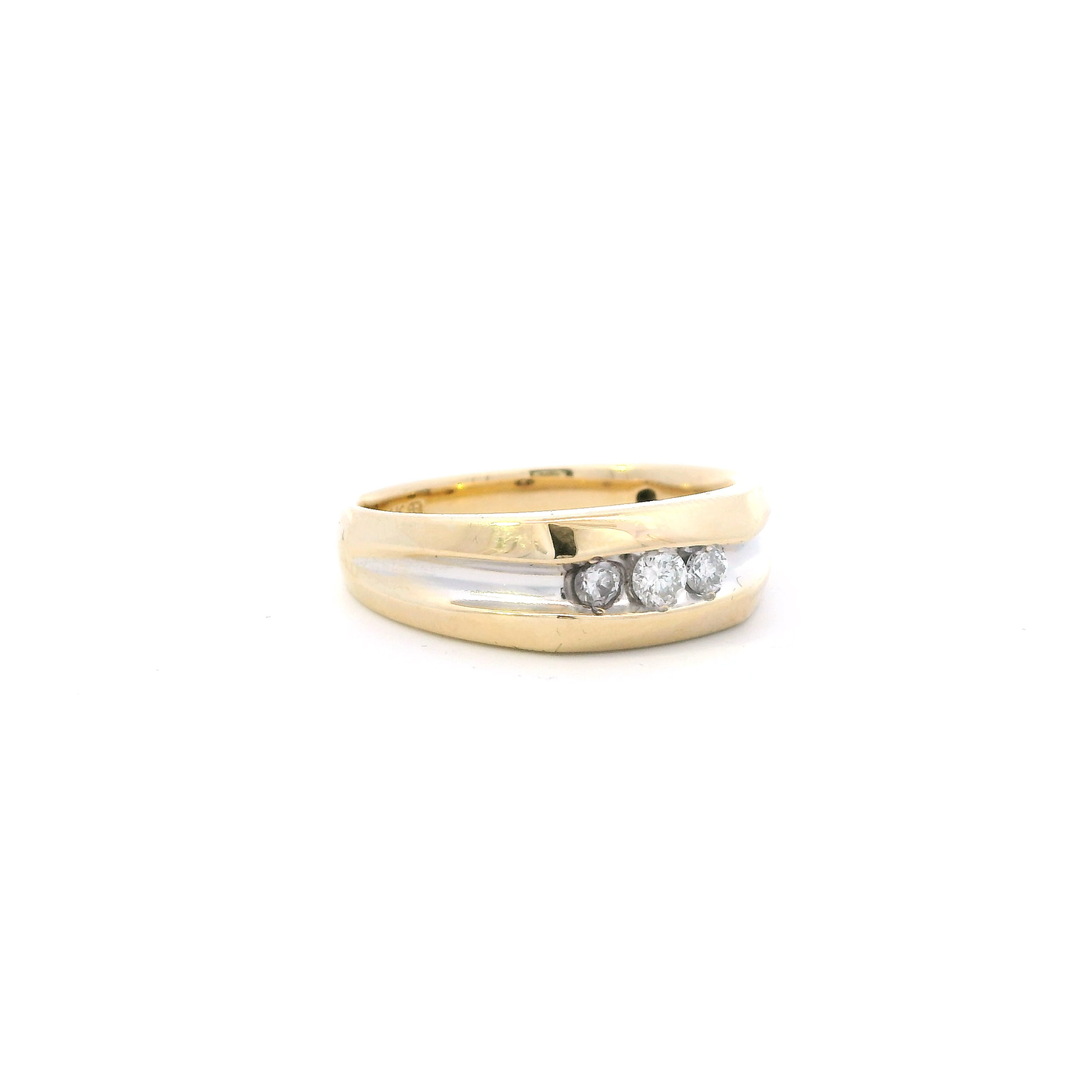14K Yellow & White Gold Diamond Mens Ring - 0.22ct