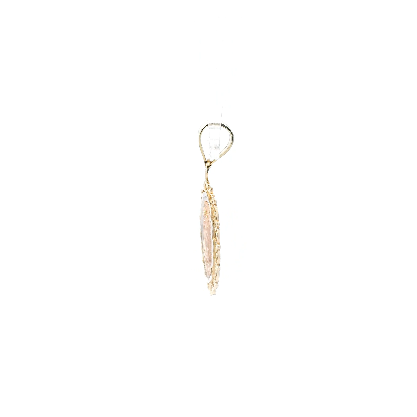 14K Tri Color Gold Oval Virgin Mary Pendant