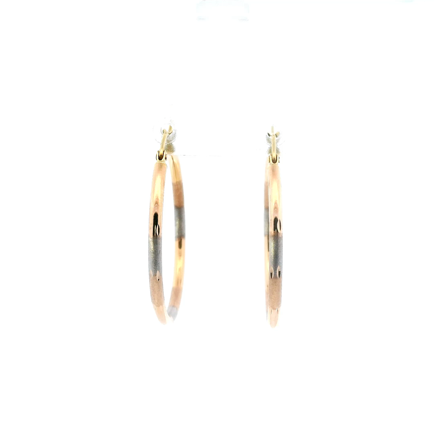 14K Tri Color Hoop Earrings